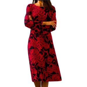Chico’s Travelers™  Floral Rose Print Bell Sleeve Dress